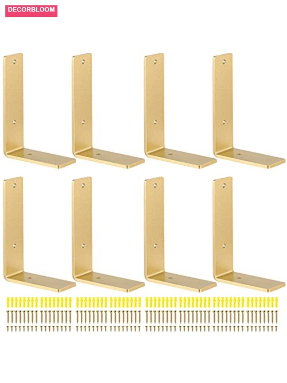 Heavy Duty L Shape Wall Brackets 8 Pack 6 x 4 Inch Iron with Screws